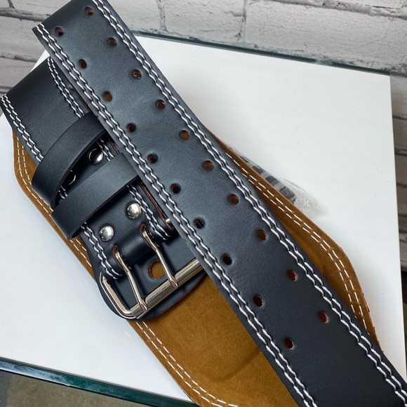 Premium Leather Black Leather Weightlifting Power Lifting Belt size Large NWT - Picture 2 of 7
